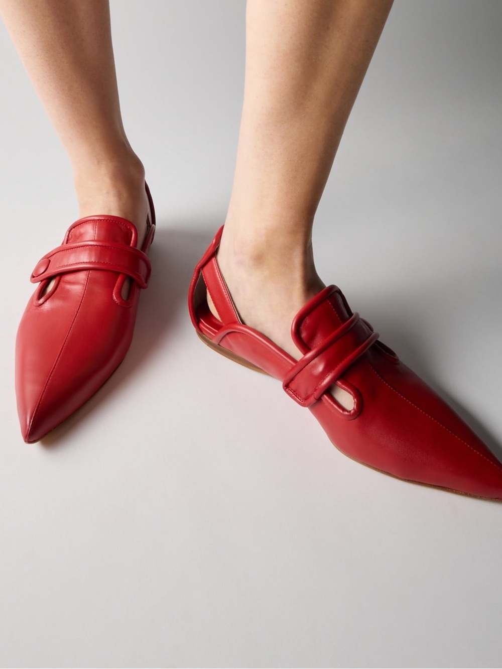 TIBI. NEW! Red Pointed Slingback Loafer. Lambskin Leather. EU9.5